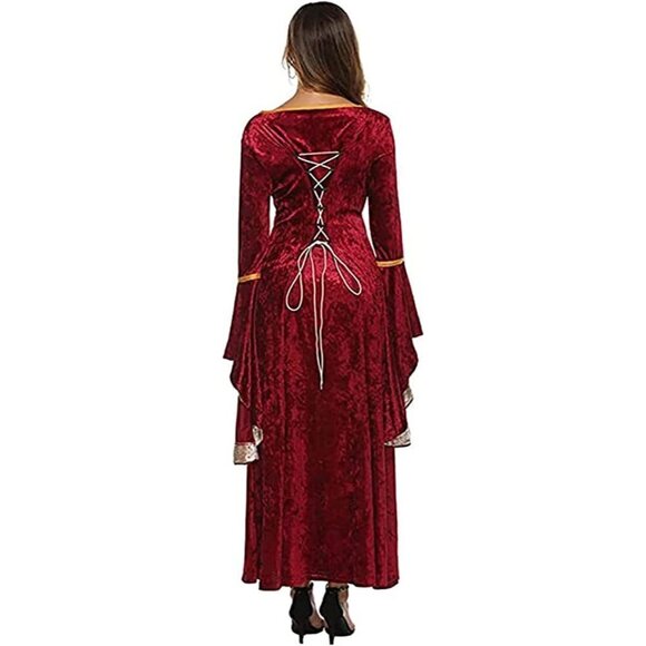 Medieval Victorian Long Dress Red Cosplay Irish Costume Halloween Viking Fun NWT - Picture 6 of 11